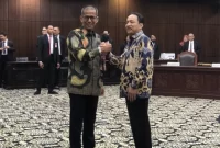 Hakim Konstitusi Suhartoyo akhirnya menjadi Ketua MK menggantikan Anwar Usman. Saldi Isra dipastikan tetap menjabat sebagai wakil ketua MK. Sumber foto : suara