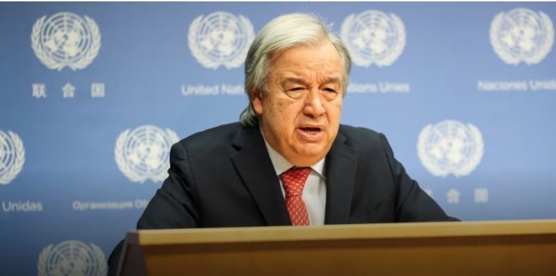 Sekretaris Jenderal PBB Antonio Guterres berbicara di markas PBB di New York, Senin 6 November 2023. 