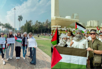 Aksi bela Palestina dihadiri sederet artis. (foto: instagram @aaliyah.massaid @harrisvriza)