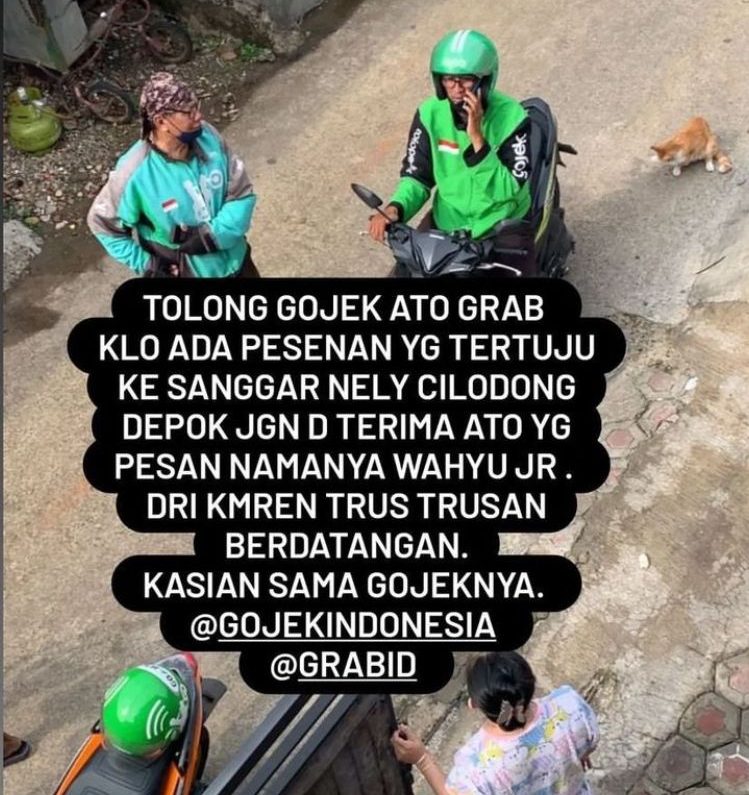 Orderan fiktif. (foto: instagram @alyaasyf)