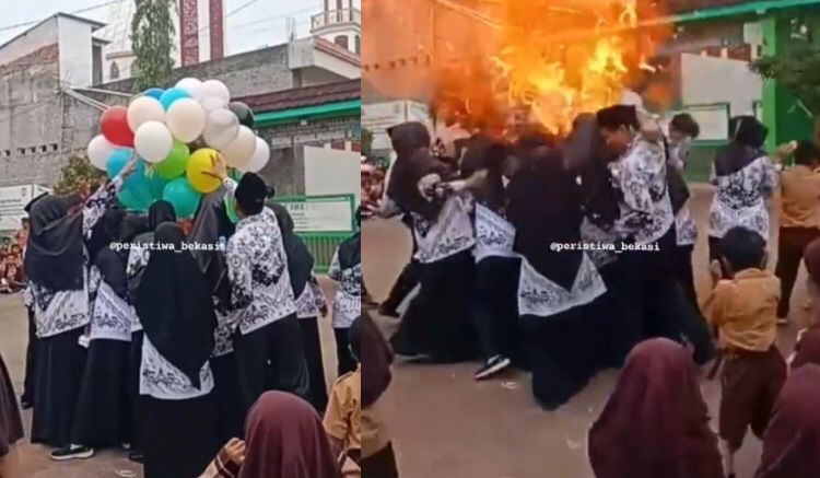 Balon helium meledak. (foto: @peristiwa_bekasi)