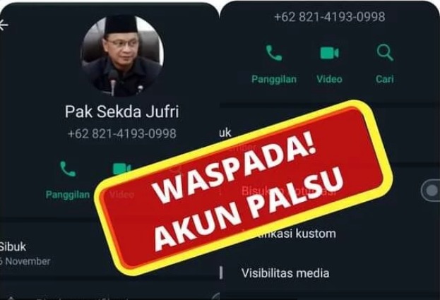 Akun WhatsApp Pj Sekda Barut Gadungan yang meresahkan warga. Foto:Tangkapan Layar