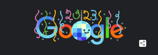 Google Doodler malam tahun baru 2023 (sumber: tangkap layar laman pencarian google)