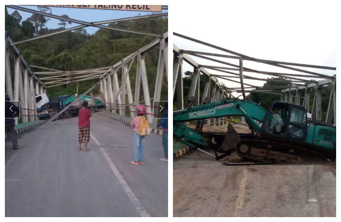 jembatna sei talino kena seruduk Longbet di jalan batas kaltim, Jumat (08/12/2023).Foto.Ist
