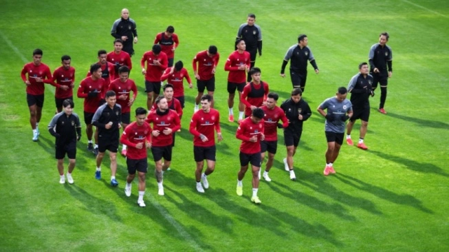 Skuat Timnas Indonesia berlatih di pemusatan latihan di Turkiye (sumber: suara.com)