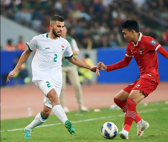 Timnas Irak melawan Timnas Indonesia saat kualifikasi Piala Dunia 2026 zona Asia (sumber: instagram @husseinali)