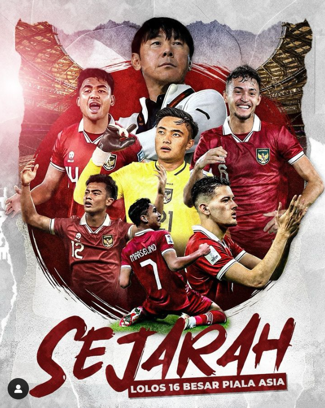 Timnas Indonesia lolos babak 16 Piala Asia 2023. (foto: instagram @timnas.indonesia)