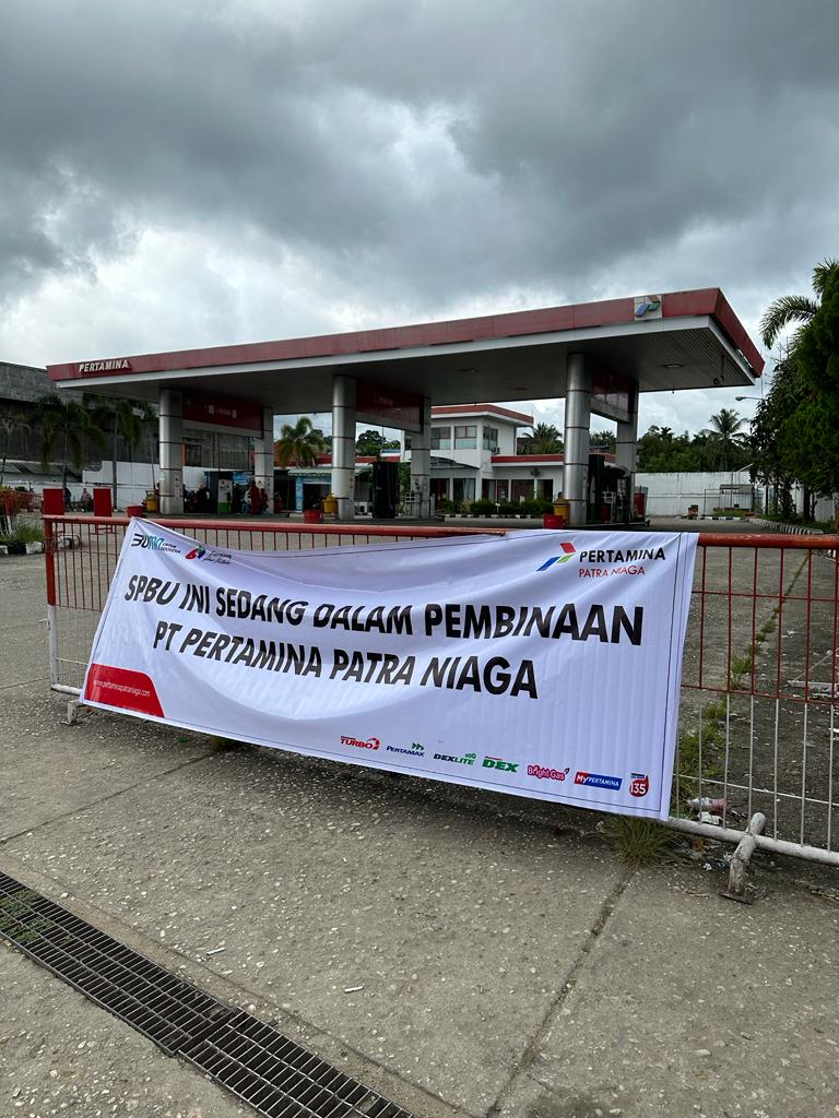 SPBU ini di snksi pertamina dan dilakukan pembinan