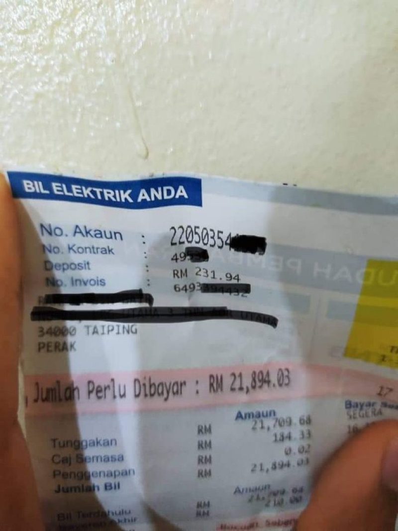 Tunggakan bayar listrik (Sumber: X malaysiaviralll)