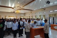 161 Petugas Pengawas Tempat Pemungutan Suara(TPTS) se Kecamatna teweh Tengah, saat di lantik, Senin (22/01/2024).Foto.Delia