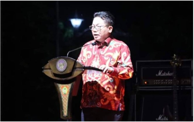Ketua DPRD Kalteng, Wiyatno saat berpidato pada acara lepas-sambut tahun 2023 ke 2024. Foto:Istimewa
