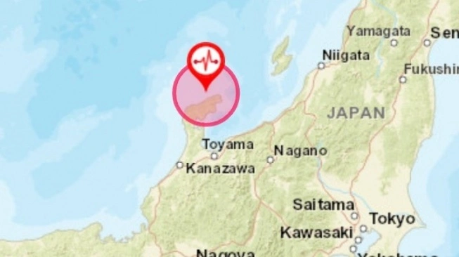 Gempa berkekuatan 7,4 mengguncang wilayah pantai Laut Jepang, Jepang tengah, Senin (1/1/2024).  (sumber: suara.com)