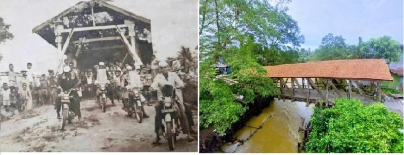 Kolase Jembatan Bakubung tempo doeloe dan setelah direnovasi Pemkab Bartim. Foto:Zakirin/Istimewa/1tulah.com