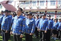 Saat kegiatan apel Senin 19 Februari 2024 di halaman kantor Bupati Barito Timur. Foto : 1tulah.com/zakirin

