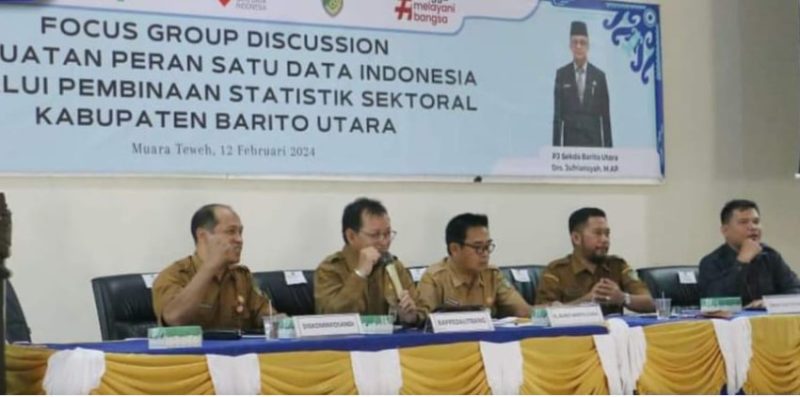 Focus Group Discusion (FGD) Penguatan Satu Data Indonesia melalui pembinaan Statistik Sektoral Kabupaten Barito Utara, Senin (12/2/2024). Foto:Delia/1tulah.com