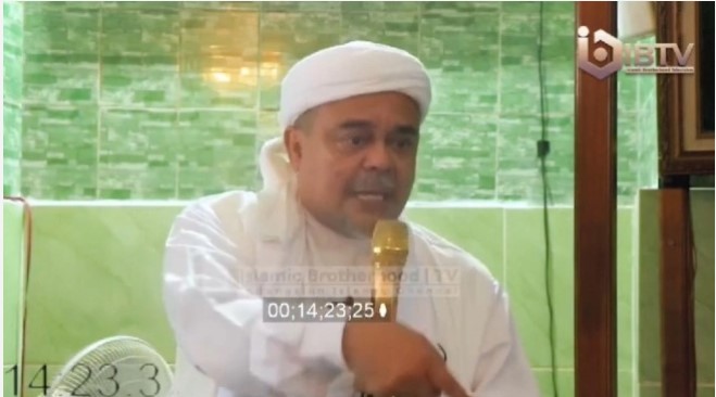 Imam Besar Front Persaudaraan Islam (FPI) Habib Rizieq Shihab dukung hak angket. (bidik layar video)