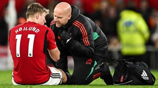 Striker Manchester United, Rasmus Hojlund (kiri) (sumber: suara.com)