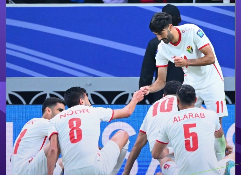 Timnas Yordania selebrasi merayakan gol ke gawang Korsel di babak Semifinal Piala Asia 2023, Selasa (6/2/2024). (Foto : AFC) 
