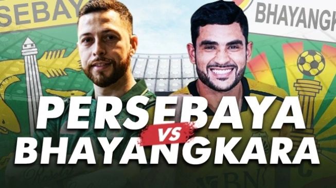Ilustrasi Persebaya vs Bhayangkara FC di BRI Liga 1 2023/2024 (sumber: suara.com)