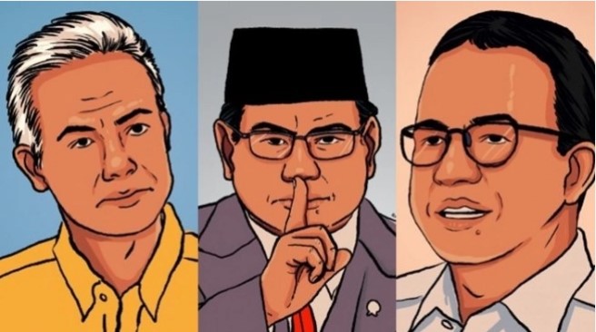 Ilustrasi capres 2024: Ganjar Pranowo, Prabowo Subianto, dan Anies Baswedan. (Suara.com/Ema Rohimah)