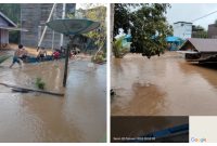 Terjangan banjir di Desa Haragandang, Kecamatan Lahei, Senin (26/02/2024).Foto.Fathurahman