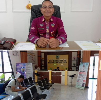 Kepala DPMPTSP Kabupaten Barsel, Ripaltha (foto atas) dan loby kantor DPMPTSP (foto bawah. Jumaat (15/3/2024). Foto. Alifansyah/1tulah.com