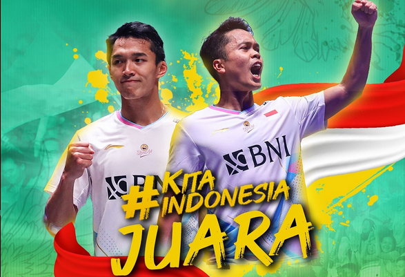 Jonatan Christie dan Anthony Sinisuka Ginting akan berduel di Final All England 2024 (sumber: instagram @badminton.ina)