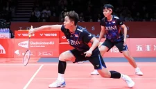 Ganda putri Indonesia Apriyani Rahayu/Siti Fadia Silva Ramadhanti saat tampil di BWF World Tour Finals 2023.  (sumber: suara.com)