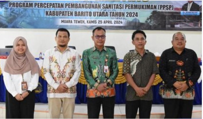Kick Off Meeting Program Percepatan Pembangunan Sanitasi Permukiman Kabupaten Barito Utara Tahun 2024 yang dilaksanakan di Aula Bappeda Litbang Muara Teweh, Kamis (25/4/2024). Foto:Delia/1tulah.com
