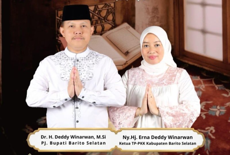 Pj Bupati Barito Selatan H. Deddy Winarwan dan istri. Foto.Alifansyah
