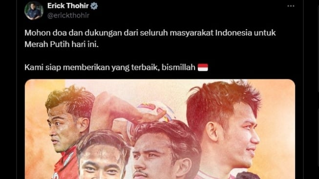 Erick Thohir Minta Doa Timnas Indonesia U23 Menang, Warganet Justru Fokus pada Gambar yang Diunggah (sumber: suara.com)