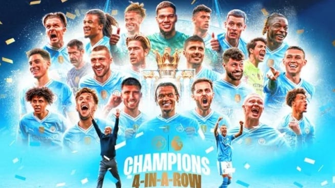 Banner Manchester City juara Liga Premier Inggris 2023/24 (sumber: suars.com)