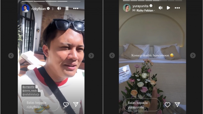 Rizky Febian dan Mahalini honeymoon ditemani Yura Yunita (sumber: suara.com)