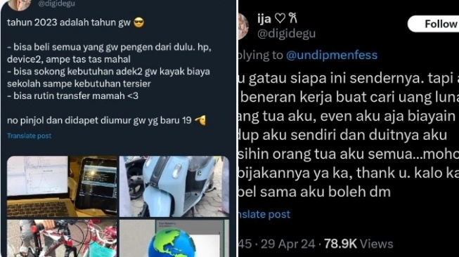 Tangkapan layar salah satu unggahan mahasiswi yang hidup hedon, namun terdaftar sebagai peserta KIP Kuliah. (sumber: suara.com)