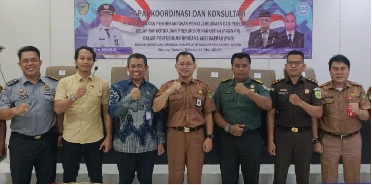 Rapat Koordinasi, Konsultasi Pencegahan dan Pemberantasan Penyalahgunaan Dan Peredaran Gelap Narkotika Dan Prekursor Narkotika (P4GN-PN) bersama Badan Narkotika Nasional (BNN) Provinsi Kalimantan Tengah,Selasa (14/5/2024).Foto:Delia/1tulah.com