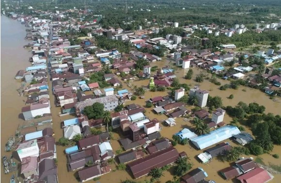 Foto dari udara kondisi banjir di wilayah Katingan. Foto:Istimewa