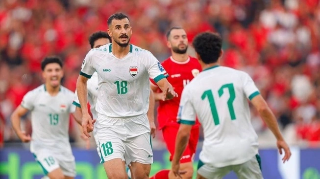 Striker Timnas Irak, Aymen Hussein. Sumber foto : suara.com