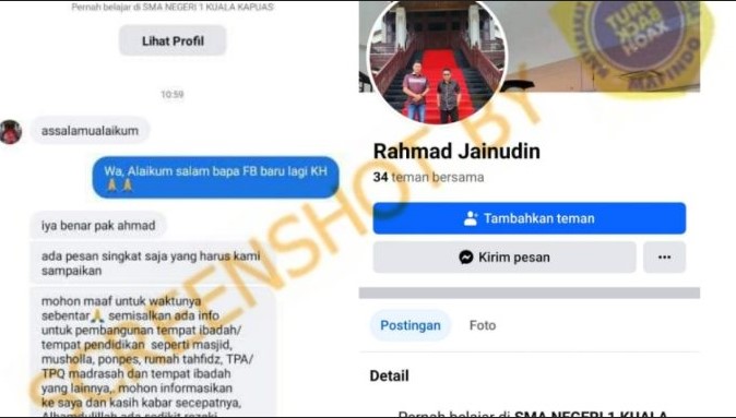 Akun Facebook palsu Rahmad Jainudin. Foto: Istimewa