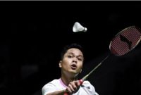 Pebulu tangkis tunggal putra Indonesia Anthony Sinisuka Ginting. ANTARA FOTO/M Risyal Hidayat/rwa/am.