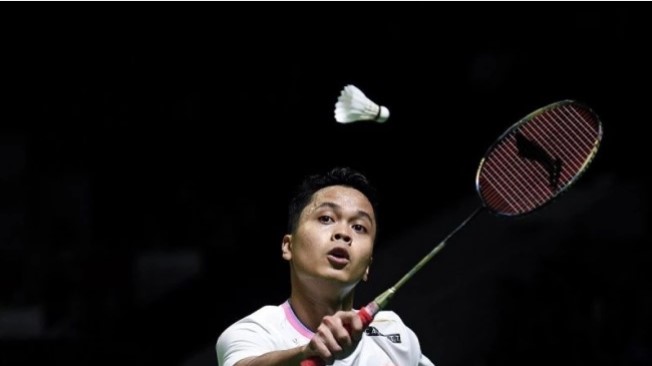 Pebulu tangkis tunggal putra Indonesia Anthony Sinisuka Ginting. ANTARA FOTO/M Risyal Hidayat/rwa/am.