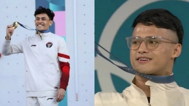 Veddriq Leonardo dan Rizki Juniansyah, peraih medali emas di Olimpiade 2024.  (sumber: suara.com)