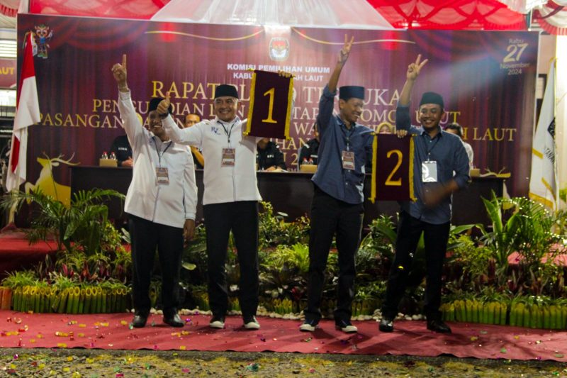 Komisi Pemilihan Umum (KPU) Tanah Laut (Tala) menggelar pengundian dan penetapan nomor urut pasangan calon (paslon) bupati  dan calon wakil bupati pada pilkada 2024. Foto: Farida/1tulah.com