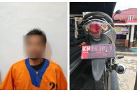 Pelaku RIS saat diamankan dan sepeda motor dinas digunakan untuk beroperasi.Foto.Delia/1tulah.com