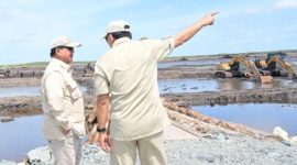 Presiden Prabowo Subianto meninjau persiapan demplot (Demontration Plot) padi untuk meningkatkan produktivitas pangan di wilayah timur Indonesia. (Foto: Rusman - Biro Pers Sekretariat Presiden)