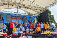 Pasangan Calon (Paslon) Bupati dan Wakil Bupati Kabupaten Barito Timur (Bartim) Nomor Urut 2, Pancani Gandrung, S.H dan Raran, A.Md (PANCARAN), gelar Kampanye Akbar di Lapangan Lebo, Kelurahan Ampah Kota, Kecamatan Dusun Tengah (Dusteng), Sabtu (16/11/2024).Foto:Zakirin/1tulah.com