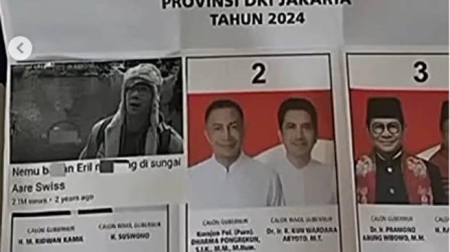 Viral foto almarhum putra Ridwan Kamil, Eril yang ditempel di surat suara Pilkada Jakarta.(sumber: suara.com)