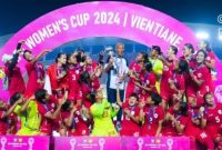 Tim nasional putri Indonesia menjuarai Piala AFF Putri 2024 setelah menundukkan Kamboja dengan skor 3-1 pada laga final yang digelar di Stadion Nasional New Laos, Vientiane, Kamis (5/12/2024). (ANTARA/HO-PSSI)