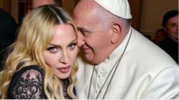 Foto mesra Madonna dan Paus Fransiskus pakai AI (Dok. Instagram)