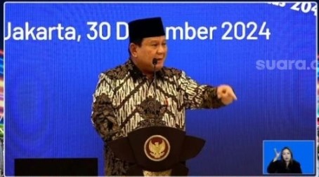 Presiden RI Prabowo Subianto. (Tangkapan layar/Novian)