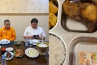Kolase menu makan siang Airlangga Hartanto dan menu Makan Bergizi Gratis. (sumber: suara.com)